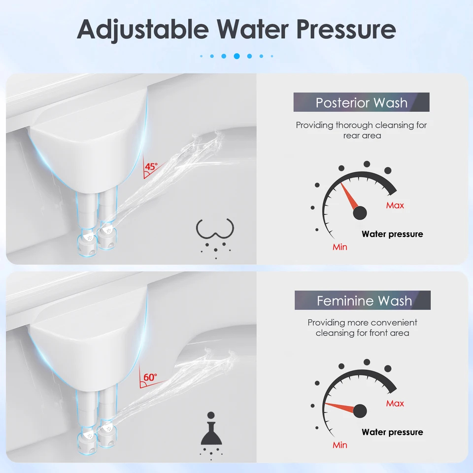 Rollwish Ultra-Slim Bidet Attachment For Toilet – 6mm Dual Nozzle, Self-Cleaning, Adjustable Water Pressure, Feminine & Rear Wash, Easy Install