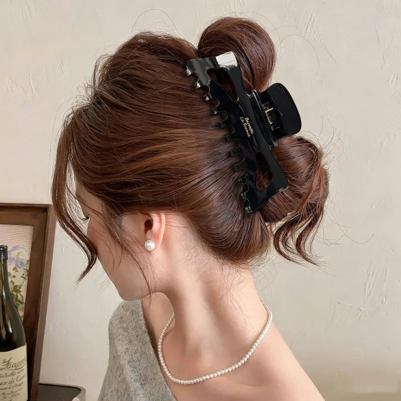 Neue Retro Korea Acetat-Haarspange Große Krabben-Haarklammern Haifischklammer Schleifen-Haarspange Modische Haaraccessoires für Frauen und Mädchen – Detail 4
