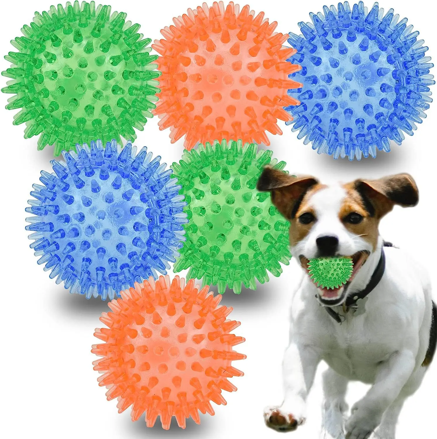 6/9/11cm Dog Squeaky Ball Pet Chew Toy with Sounding Puppy Resistant To Bite Cleaning Teething Molar Ball Pet Training Supplies