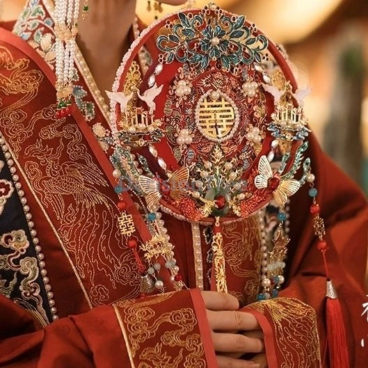 

2025 китайский древний стиль, свадебный ручной веер для невесты, винтажный изысканный двусторонний веер ручной работы, великолепный элегантный круглый веер