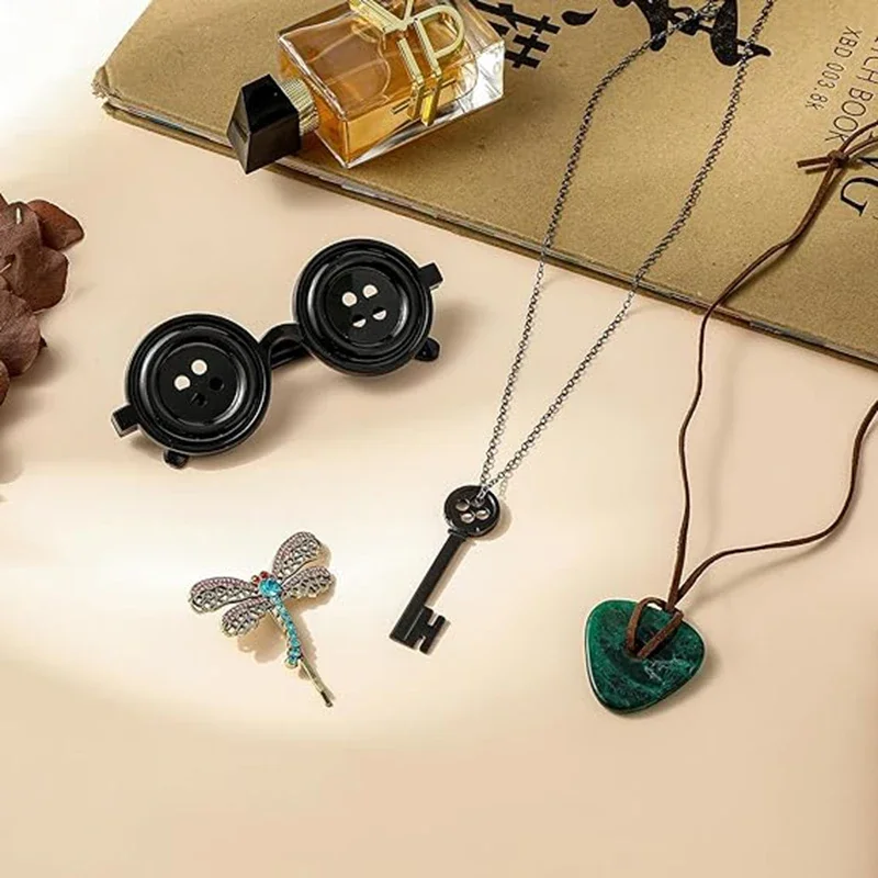 2024 Anime Caroline Cosplay Brille Unisex Terror Knopf Brillen Halloween Karneval Kostüm Zubehör Requisite