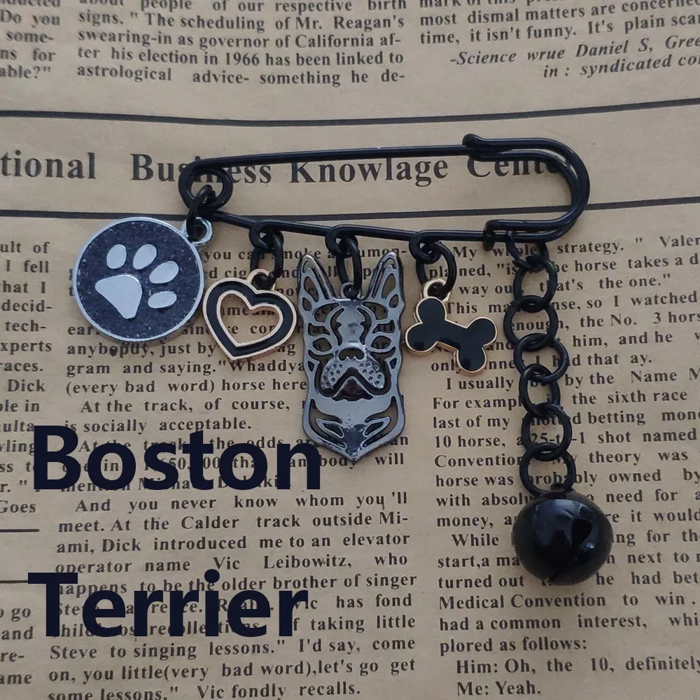 New Boston Terrier Brooch Pins Neo-Gothic Breastpin Belgian Malinois Style Dog Accessories