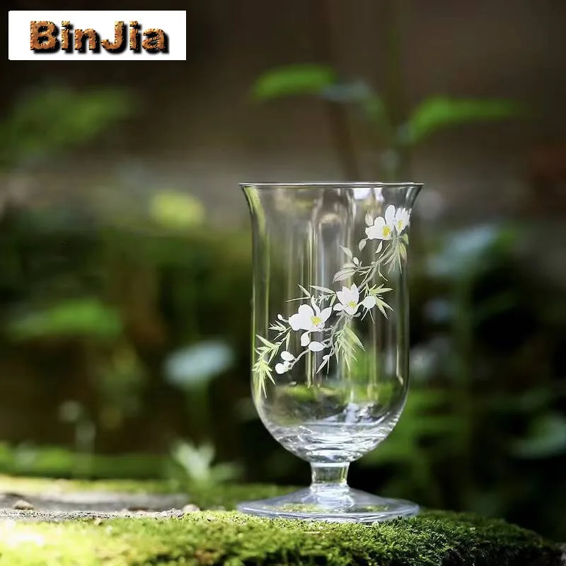 200Ml Creative Green Teacup Special Glass Water Personal Cup High Foot Master Temperature Resistant Red Wine Drinkware
