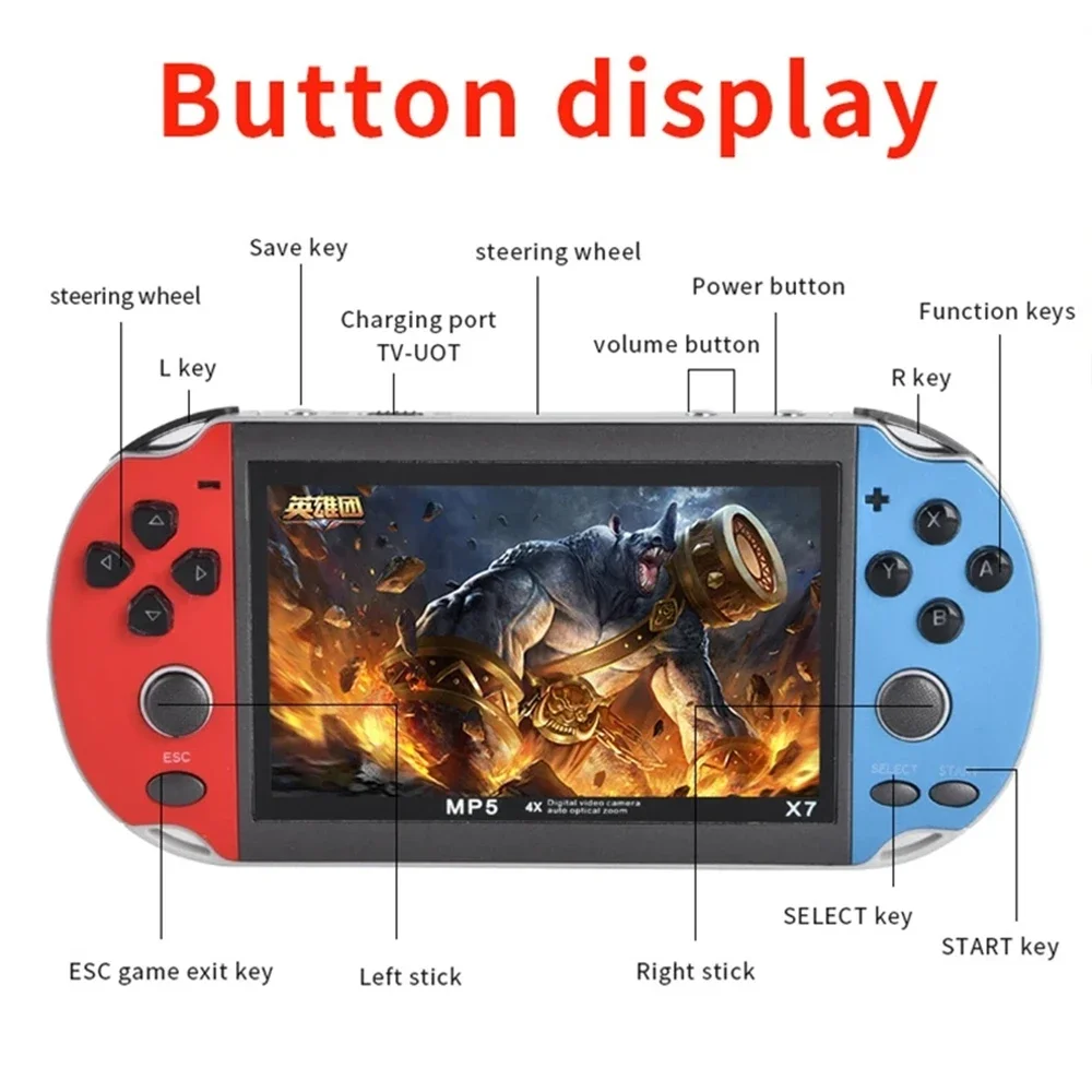 X7 Games Electronic Machine Game Console Double Rocker Arcade Games Machine Portable Handheld Video Game Console High-definition