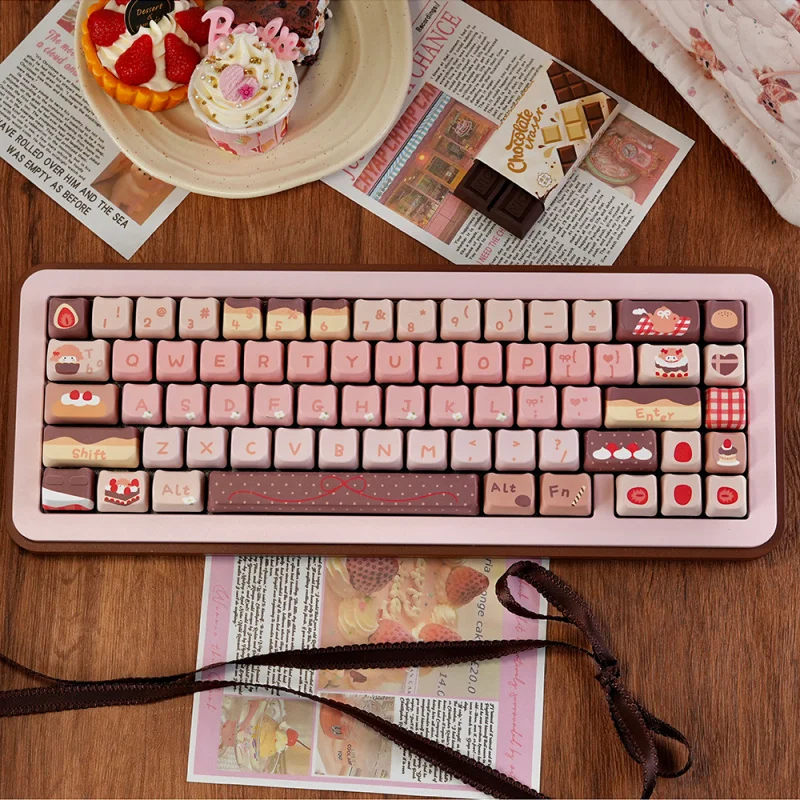 PBT Keycaps 130 Keys Mao Profile Custom Dye-Sublimation Cute Cat-shaped Keycaps For Cherry MX Swithes Mechanical Gaming Keyboard