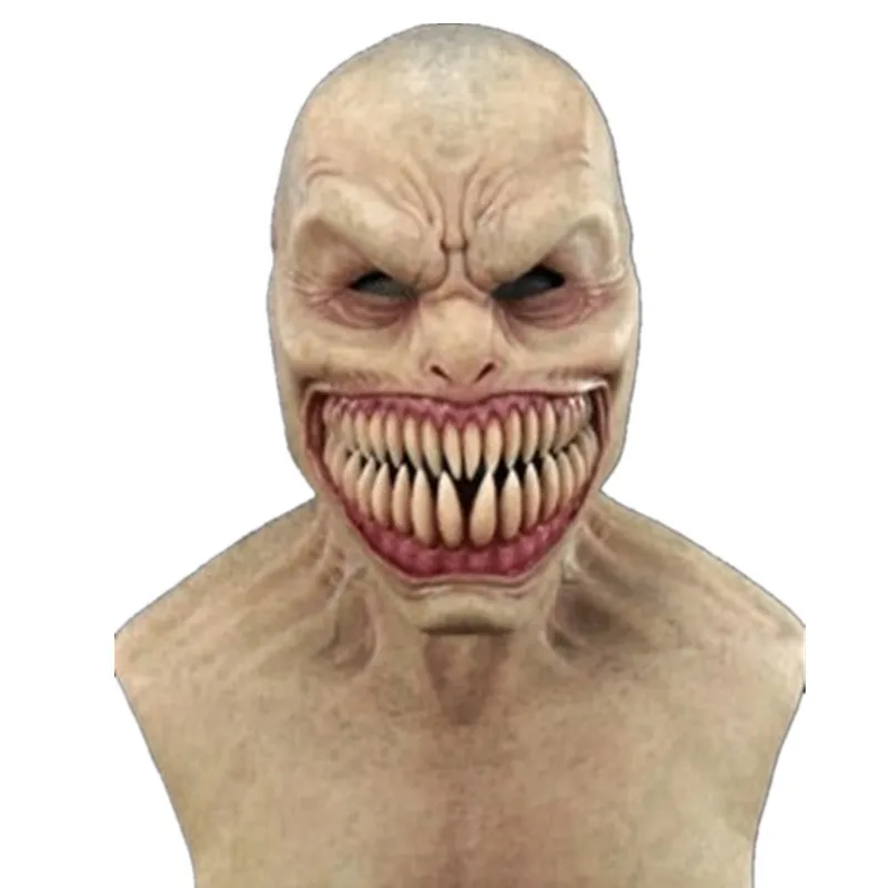 Máscara de payaso de látex para Halloween, sombrero de Terror, cubierta de la cara del diablo, Terror espeluznante, máscara de demonio de Gagtooth,