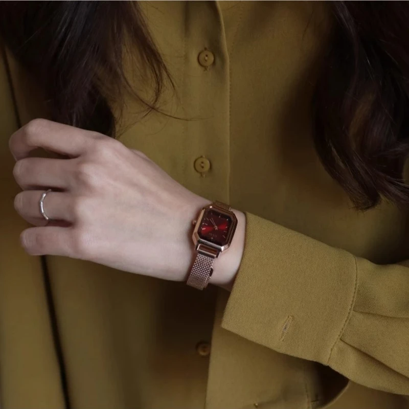 New Vintage Classic Ladies Watch Stainless Steel Strap Rectangular Dial Women Quartz Wristwatch Dropshipping Reloj De Mujer