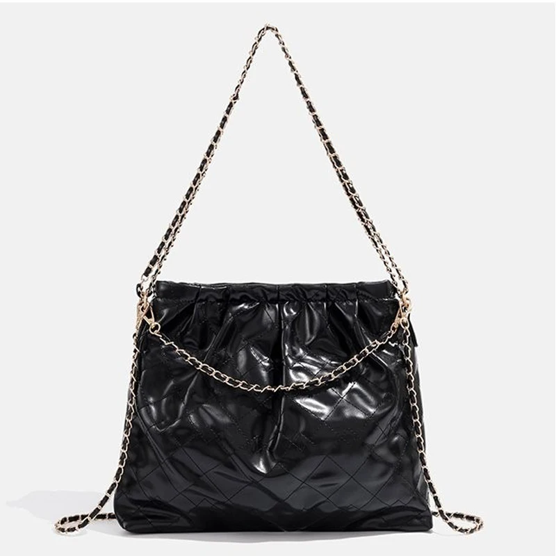 Luxury Large Tote Travel Bag for Women Small Chanel Style Chain Rhinestone Bucket Crossbody Shoulder Bag