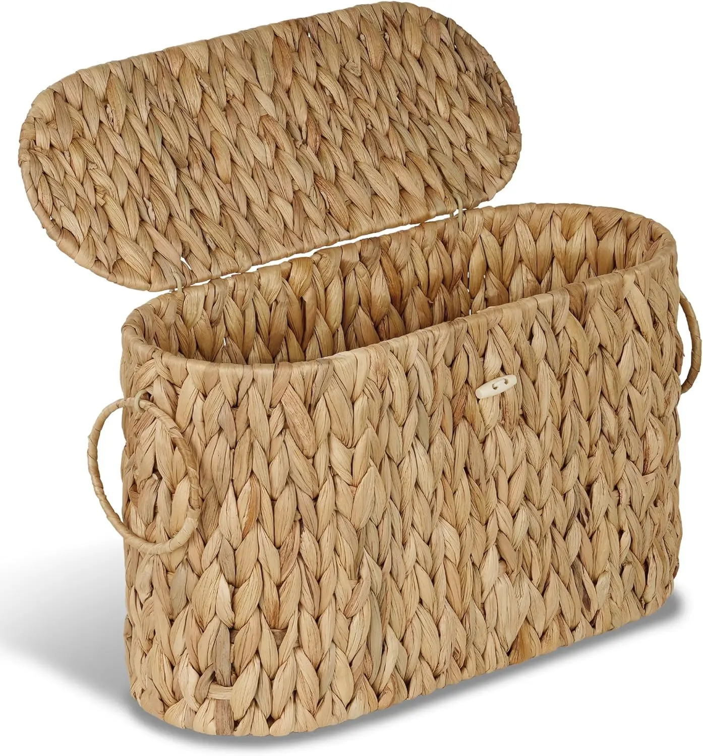 

Toilet Paper Storage Basket, Water Hyacinth Slim Toilet Paper Holder with Lid- Holds Up to 9 Mega Rolls, Home Bathroom De