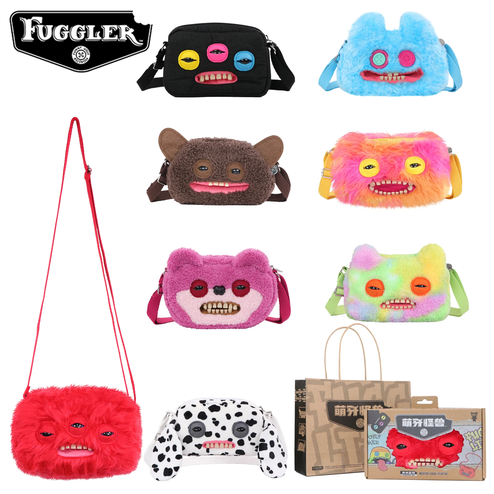 Fuggler Ugly Monster Toys ANNOYED ALIEN Umhängetaschen MUNCH MUNCH Geldbörse Schultertaschen Weicher MR BUTTONS Rucksack für Fans Geschenke