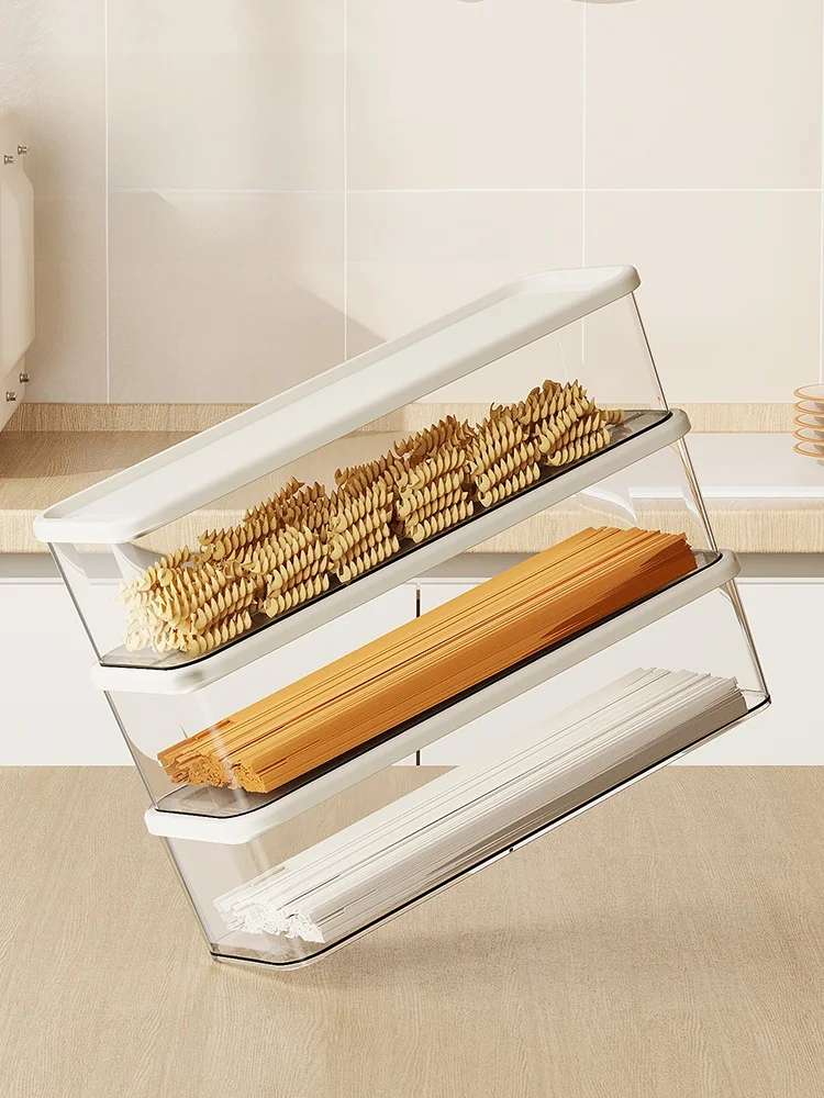 Caja de almacenamiento de Pasta Food ade Sed, organizador de fideos Drng largo transparente a prueba de moho, cocina a prueba de humedad, uso doméstico