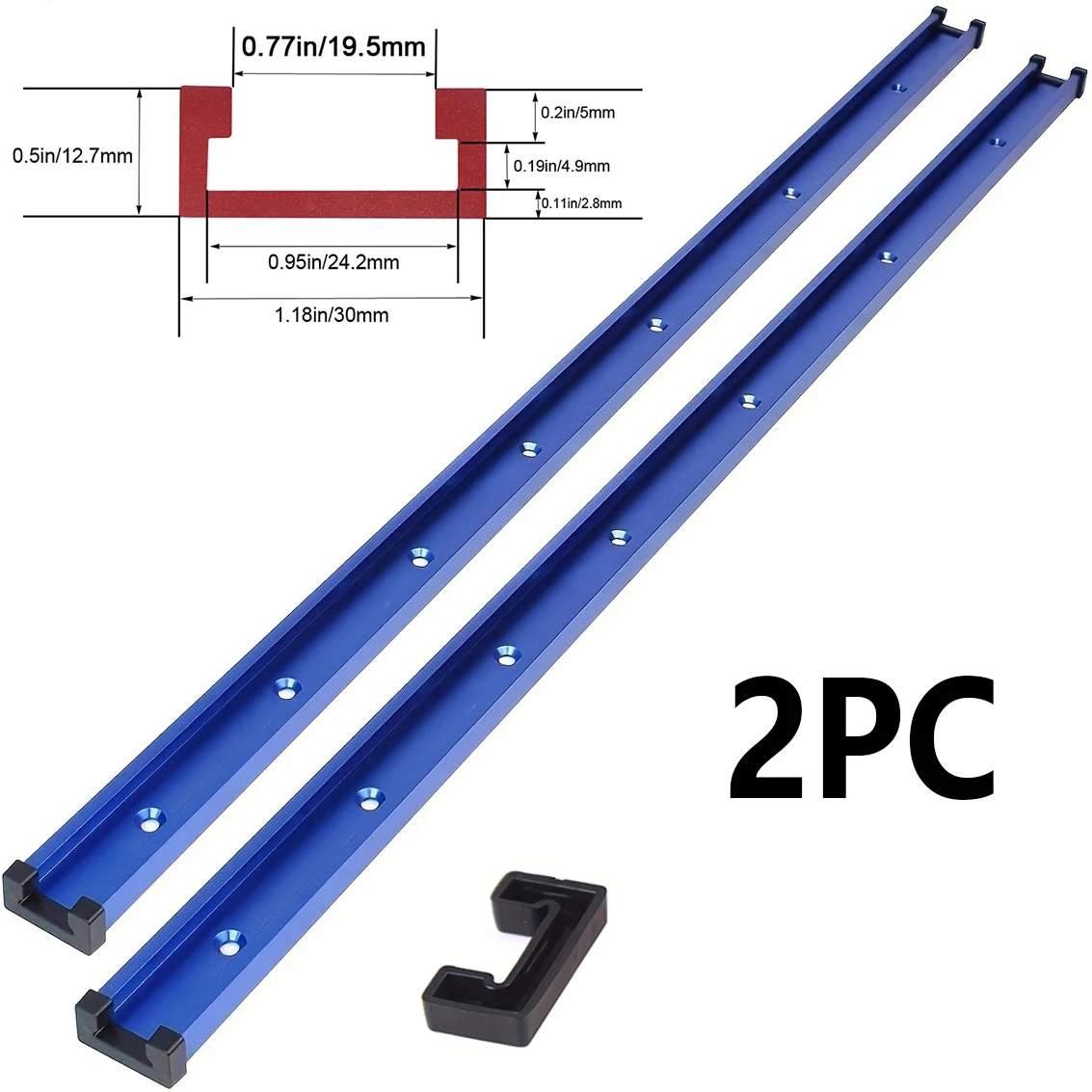 

2pcs Type 30 Woodworking T-slot Track Woodworking Slide Track Limit Guide Rail Pusher Universal Slide Workbench DIY Modification