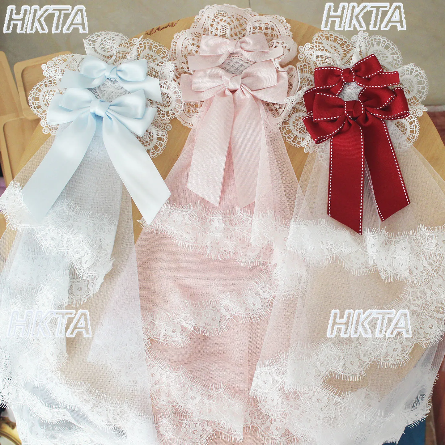 

Japanese Christmas Handmade Bow Veil Lolita Edge Clips New Headwear Sweet Elegant Kawaii Cute Hairplin Apparel Accessories Women