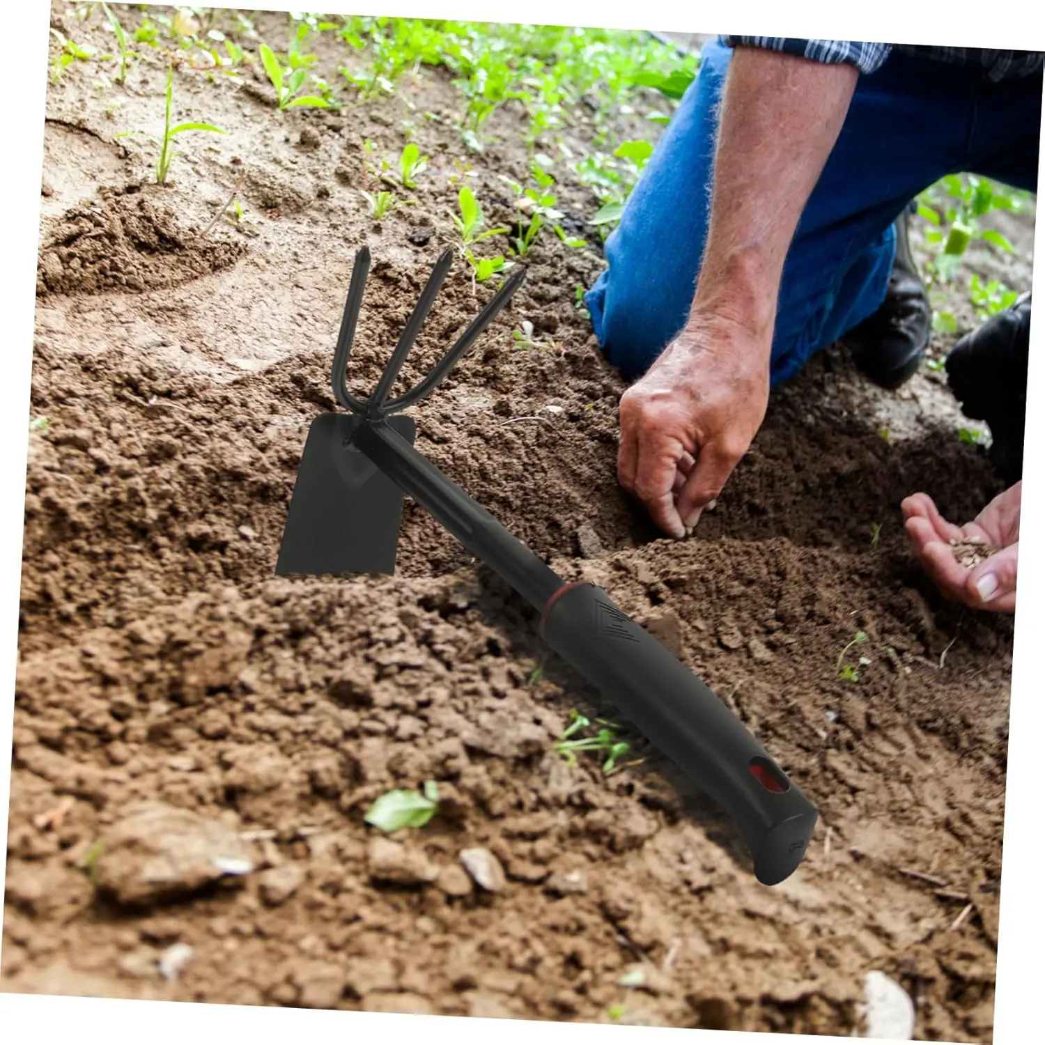 Patio Weeder rake Flower Tiller Hoe Hand cultivators Double Hoe Weeding transplanting Tool Cultivator Garden Puller Hoe Digging