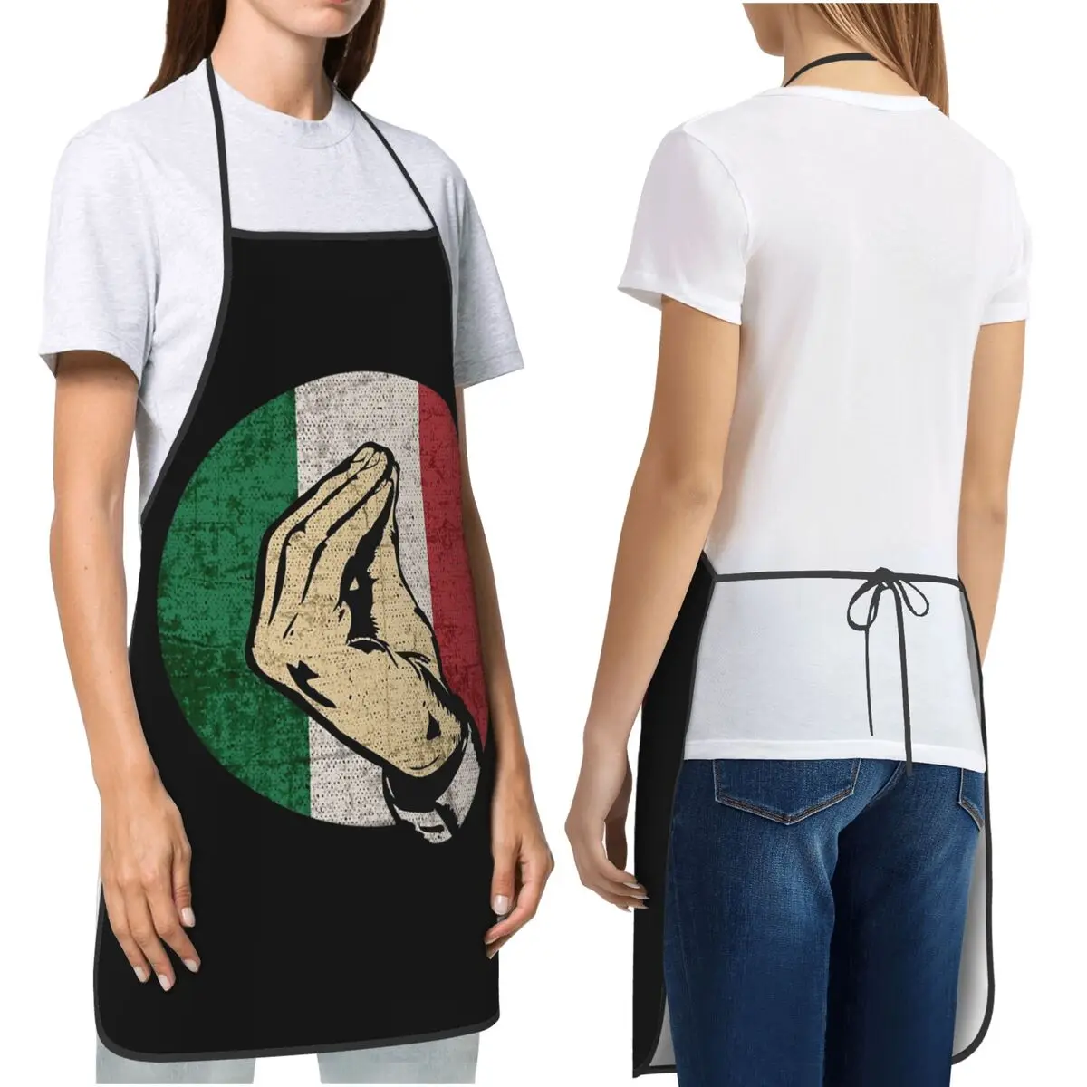 Delantal italiano con gesto de mano para cantar, delantal de Chef de cocina, babero sin mangas, delantal de limpieza de cocina para mujeres y hombres