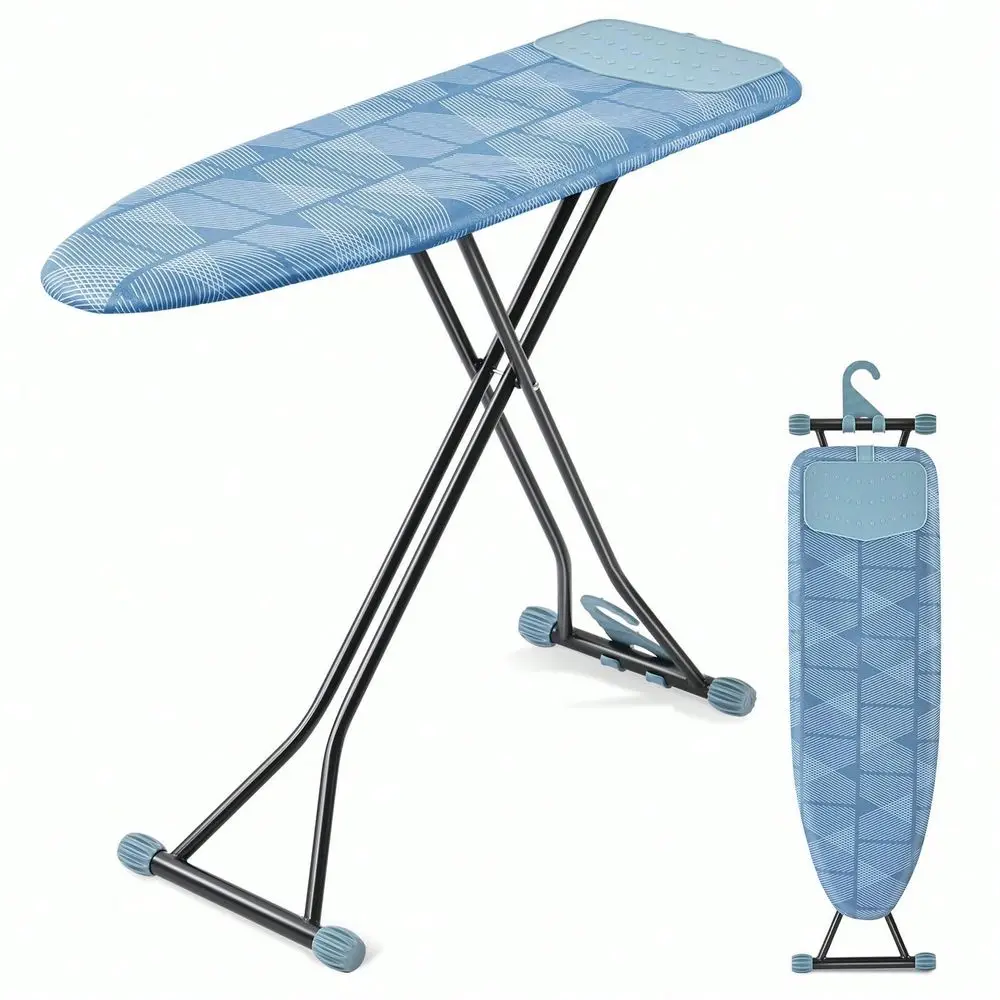 Ironing Board, Iron Board With Silicon Iron Rest, Extra Thick Heat Resistant Cover, Height Adjustable, Wall Mount Closet Hanger