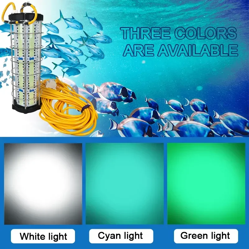 Newest 3600w Green LED Squid Fish Lure Lamp Outdoor Fishing Attractor 1000W-2000W Underwater Fish Lights