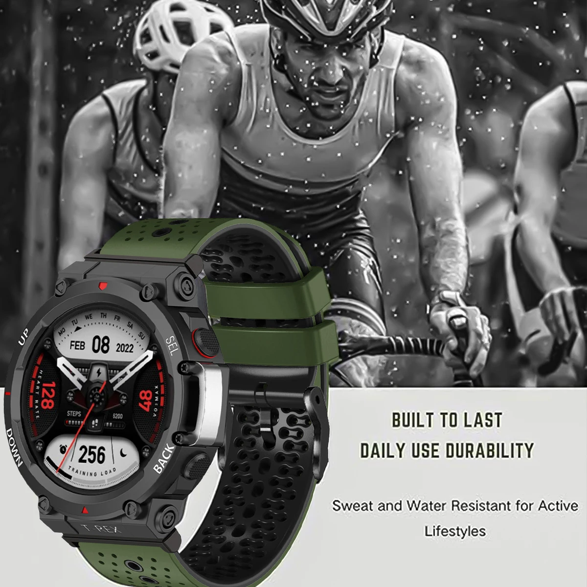 حزام سيليكون قابل للتنفس لساعة Huami Amazfit T-Rex 3 T-Rex2 سوار رياضي لساعة Amazfit T-Rex Pro/Ultra Smartwatch