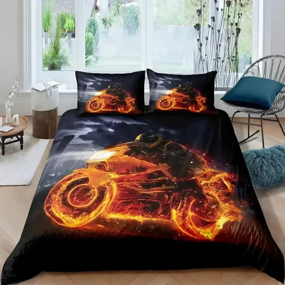 New 3D Print Dirt Bike Bedding Set For Bedroom Soft Modern Bedspreads Comefortable Kids Duvet Cover Quilt Cover And Pillowcase