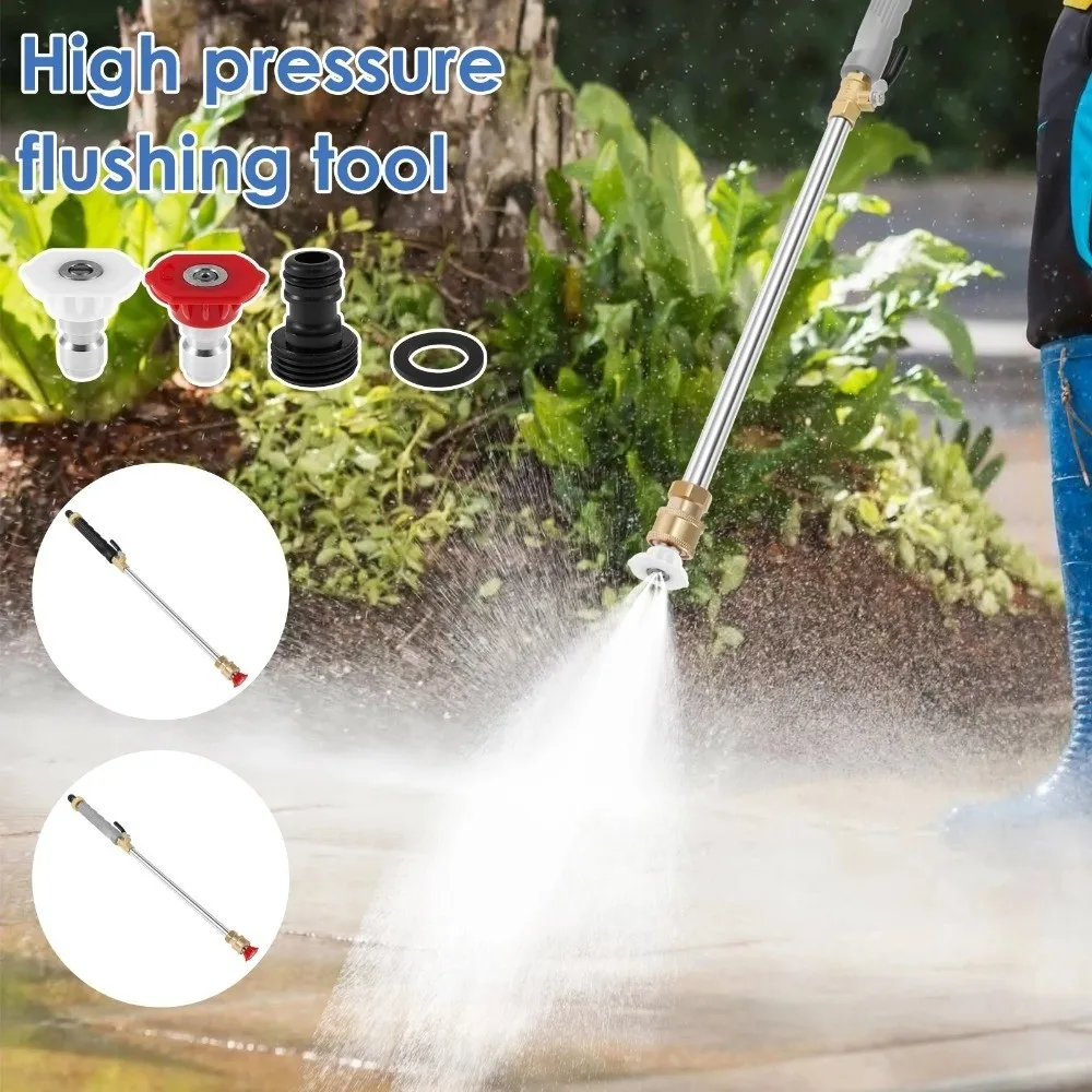 High Pressure Pressure Washer Wand Adjustable Extendable Garden Hose Nozzle Ergonomic Handle Dual Nozzle Water Spray Lance