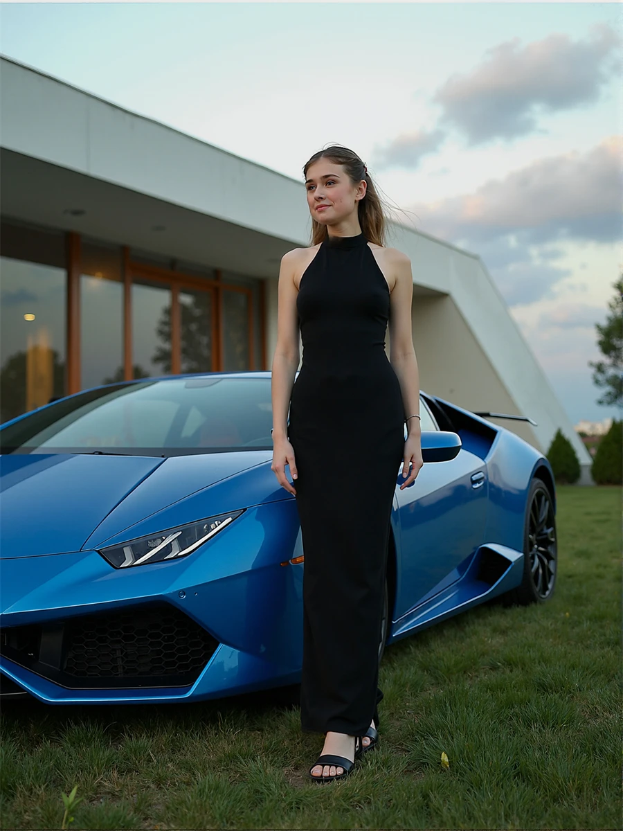 فساتين نسائية من الساتان سهلة الارتداء مع فتحة عنق على شكل حرف V بدون ظهر وطول ماكسي للحفلات المسائية ملابس رسمية حسية أنيقة