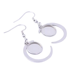 10pcs Moon Charm Earring Base Blanks Fit 10mm 12mm Cabochon Earrings Bezel Setting Trays Diy Jewerly Accessories