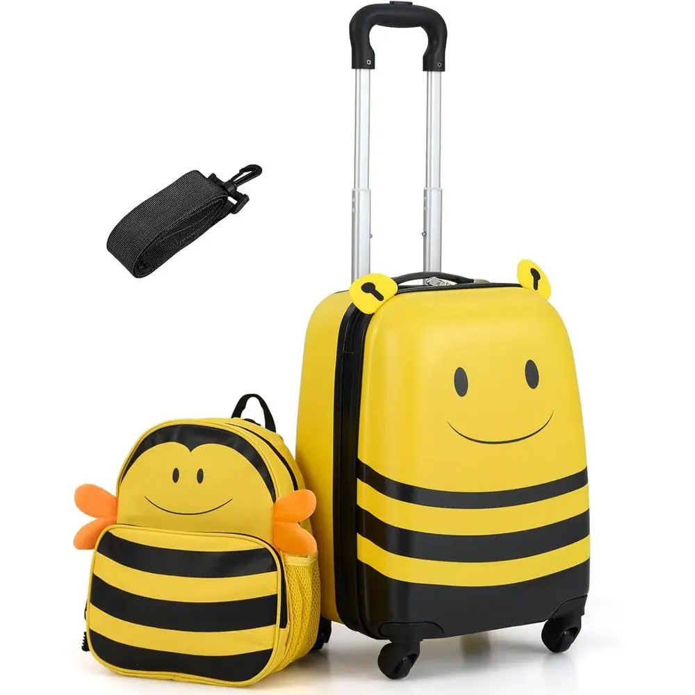 

Compact 18 Kids Rolling Suitcase with Backpack, Safety Harness, and Name Tag for Toddler Travel