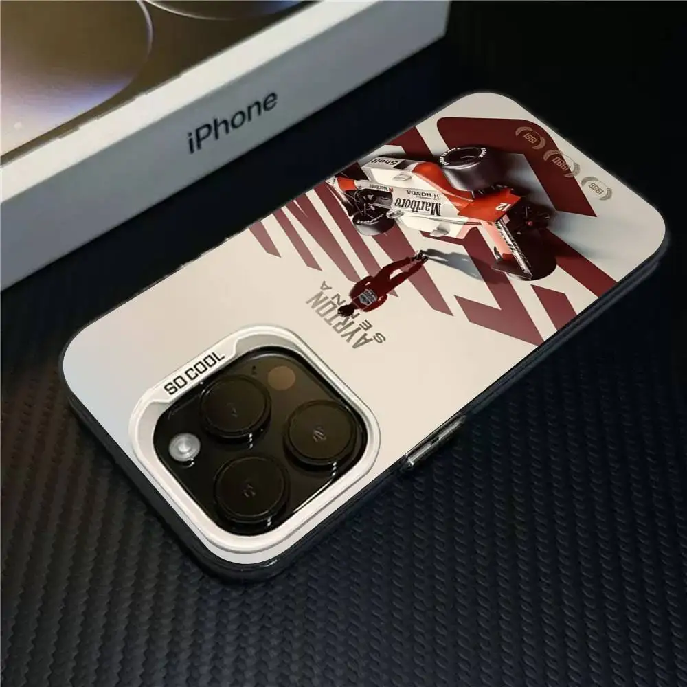 1 قطعة A-Ayrton S-Senna F1 سباق آيفون 13 14 15 16 17 برو ماكس 11 12 زائد 17 الهواء جراب هاتف اللون ماتي غطاء