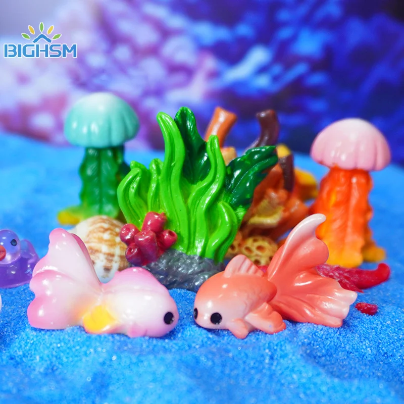 1Pcs Cute Simulation Resin Marine Organism Ornaments Cartoon Miniature Decoration Accessories Creative DIY Home Decoration Gifts