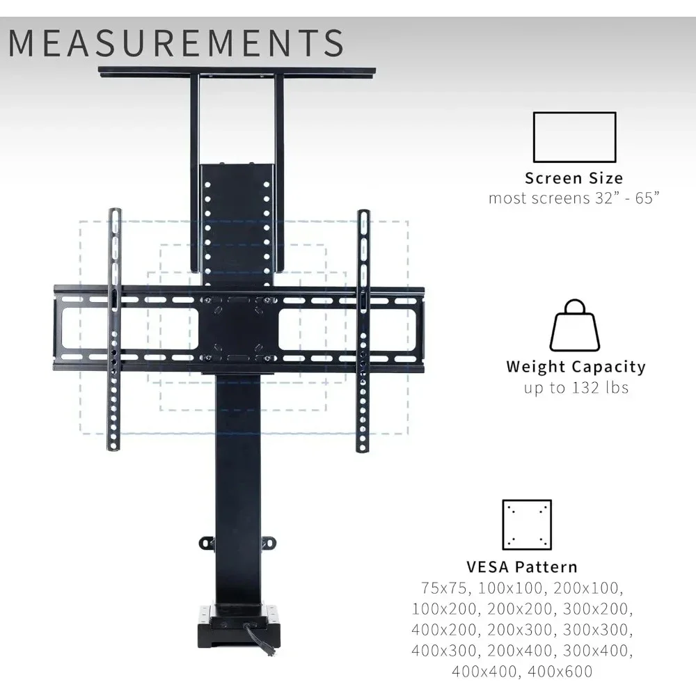 حامل تلفزيون بمحرك لشاشات 32-65 بوصة: حامل رفع عمودي مع جهاز تحكم عن بعد، دعامة مدمجة #1
