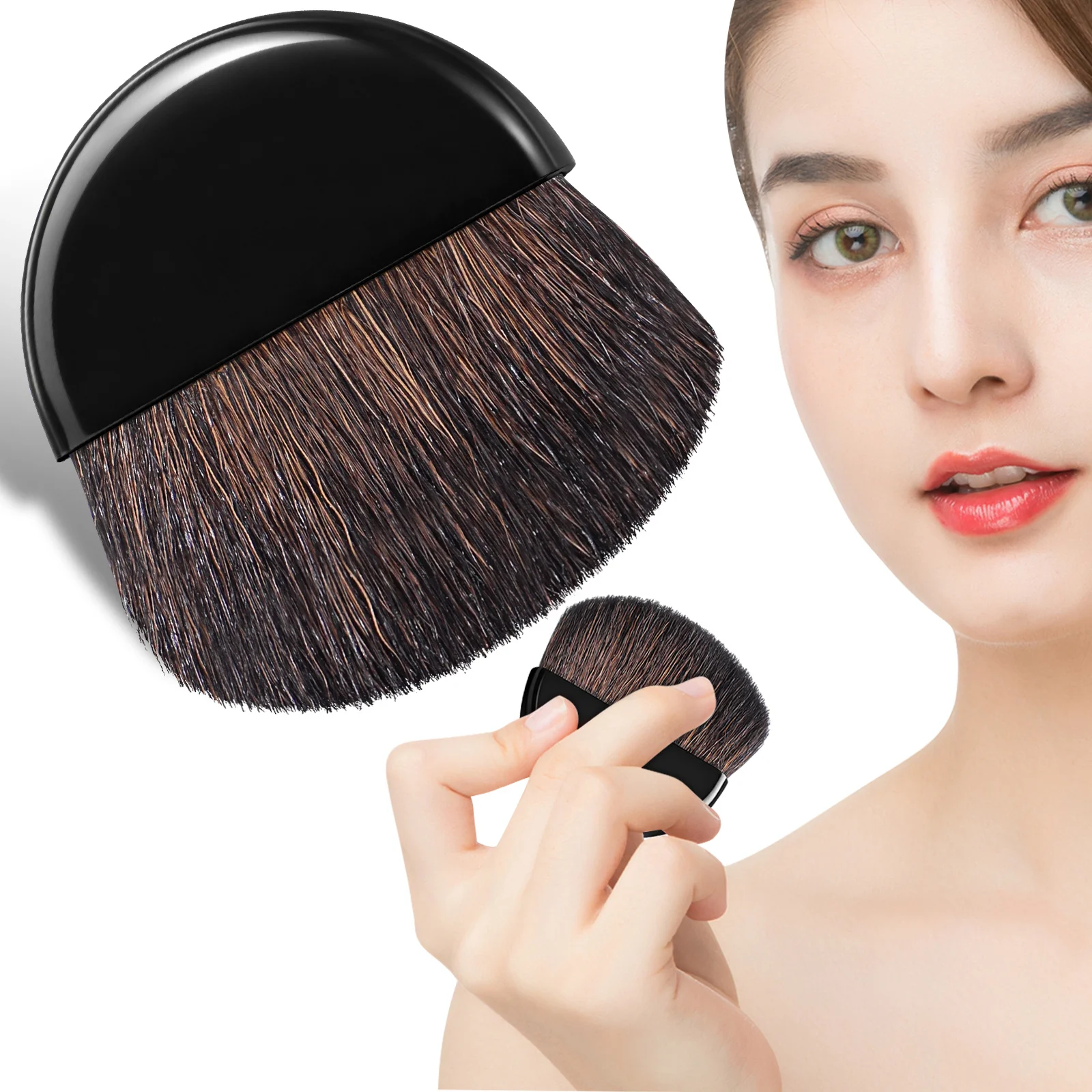 ブラッシュブラシソフトナイロン毛ポータブルトラベルメイクブラシ多機能フェイスパウダーコンターツール女性のための日常使用