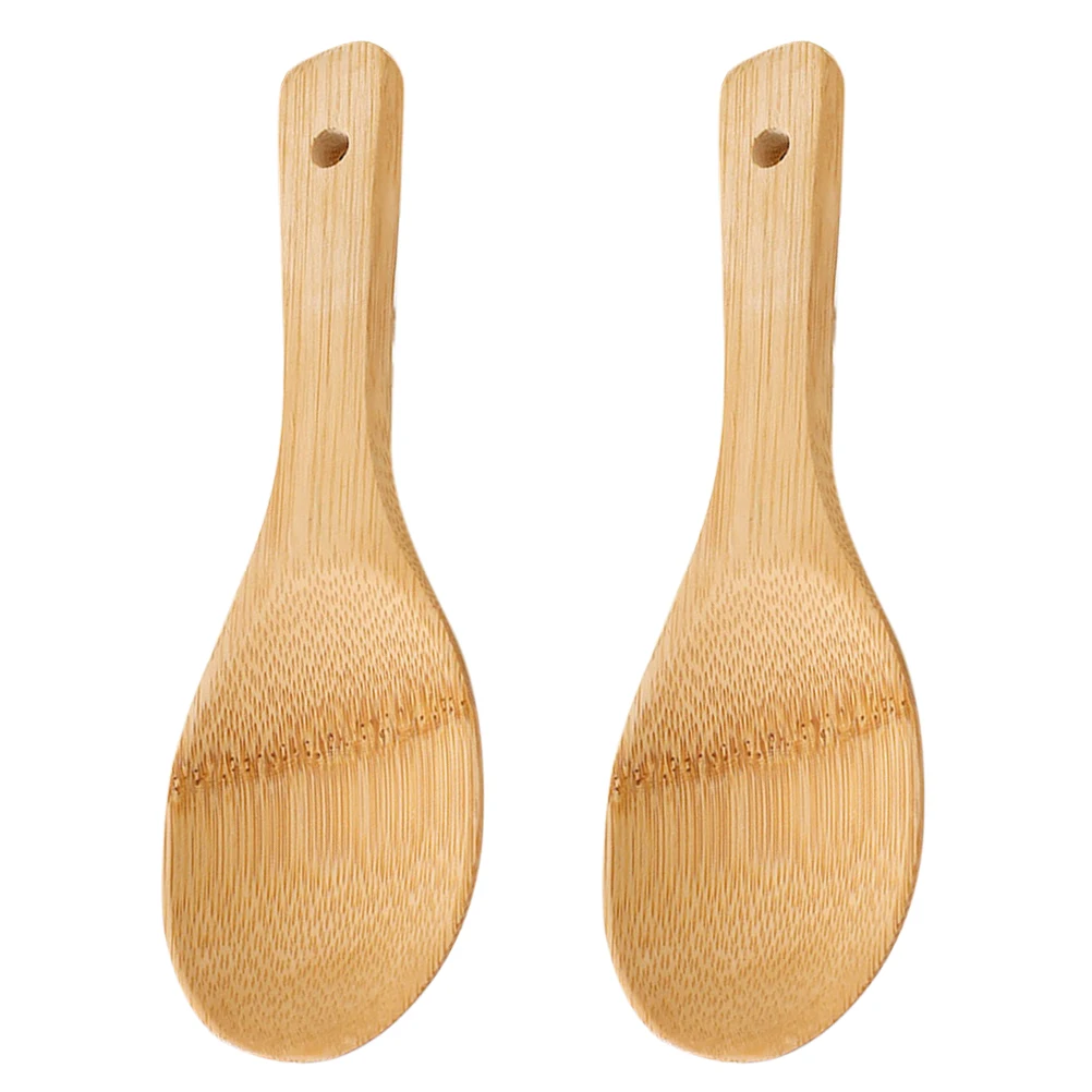 

2pcs Bamboo Rice Cooker Spoon Non Stick Compact Kitchen Paddle Household Spatula Easy Clean Reusable Serving Spoon Safe Paddle