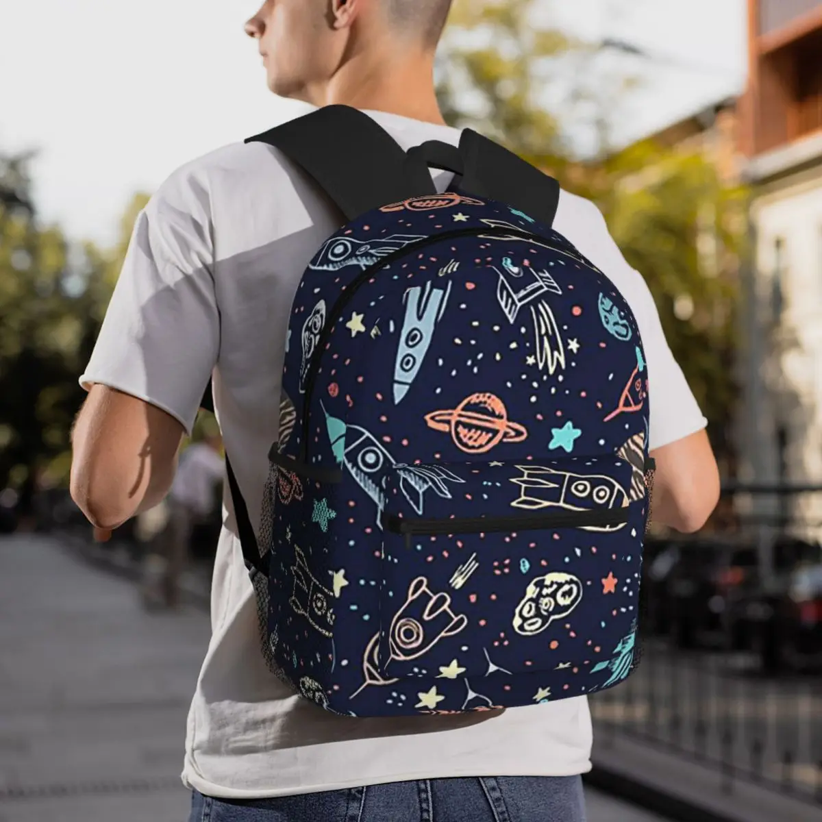 Cartoon Rocket Planet Creative Universe Style Backpack Student BookBag Children School Bag Computer Shoulder Bags for Boys Girls