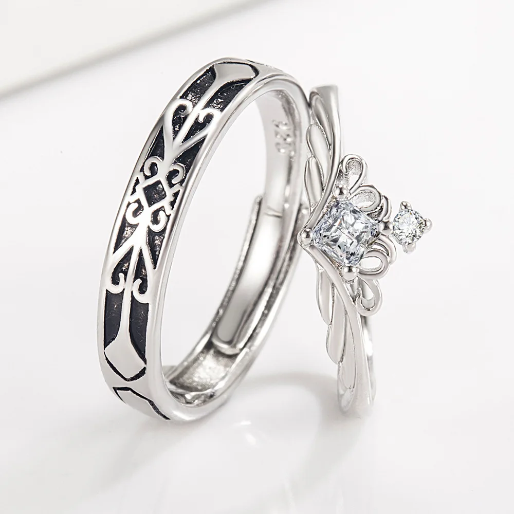 925 Sterling Silver Knight Princess Wedding Ring Set For Couple Woman Luxury Jewelry Trending Products  Offers