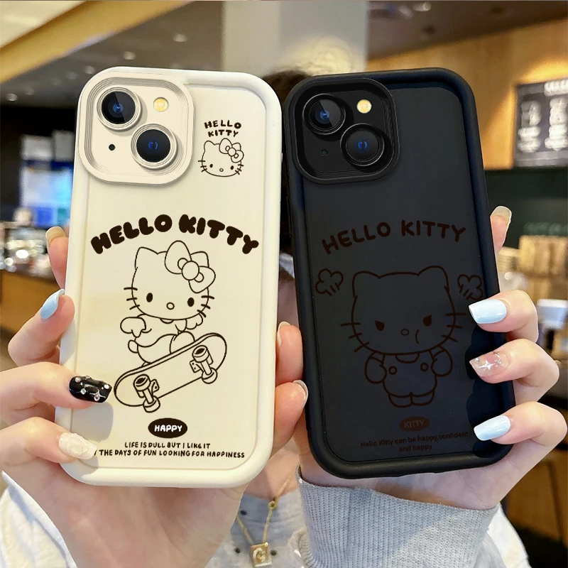 

Lovely Sanrio Hello Kitty Cartoon Phone Case for iPhone 16 15 14 13 12 11 Pro Max 16 15 14 8 7 Plus X XS Max 8 7 Dustproof Cover