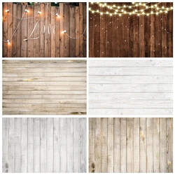 Wood Backdrop for Photography Baby Portrait Photography Backdrops White Brown Wooden Board Plank Background for Party Decoration