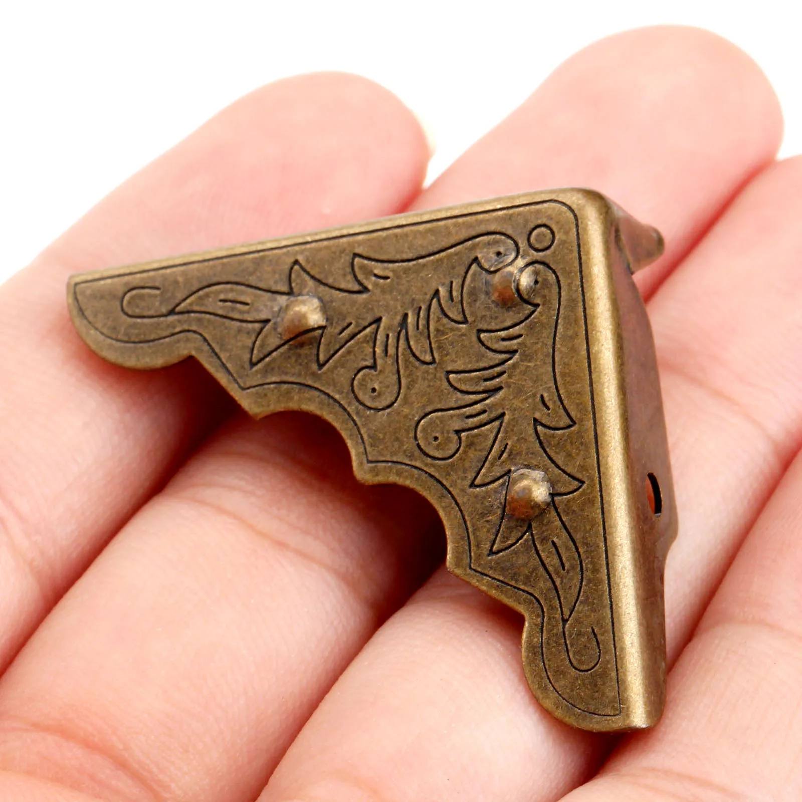 100pcs Furniture Corner Protectors w/ 200pcs Screw Retro Edge Safety Guards for Picture Frame Album Jewelry Box  Box Wooden Case
