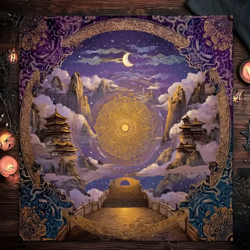 1pc Asgard Wonderland Tarot Tablecloth – Celestial Paradise Design for Meditation & Home Decor Available in multiple sizes