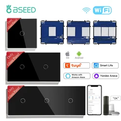 BSEED Wifi Smart 1/2/3Gang Touch Sensor Switches Function Parts Glass Switch Panel With Metal Plate EU Standard Free Combination