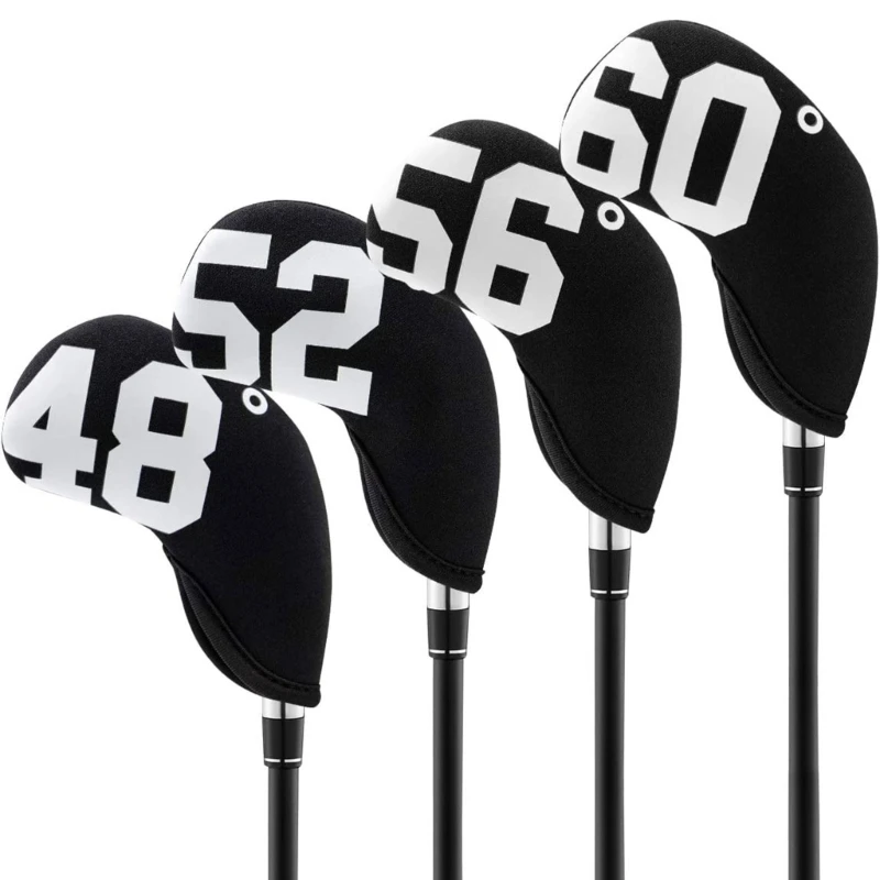 4Pcs Big Number Neoprene Golf Wedge Covers Set Iron Covers 48 52 56 60 Degrees Club Head Covers Headcover For Men Golfers