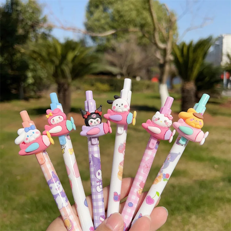 36-48pcs Sanrio Cartoon Series Roller Ball Pen Creative Airplane Sports Car Styling Melody Kuromi Stationery Wholesale