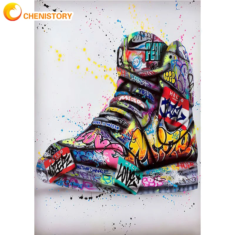 

CHENISTORY Painting By Numbers Blue Basketball Shoes DIY Modern Wall Art Paintings Movement Decor Picture By Numbers HandPainted