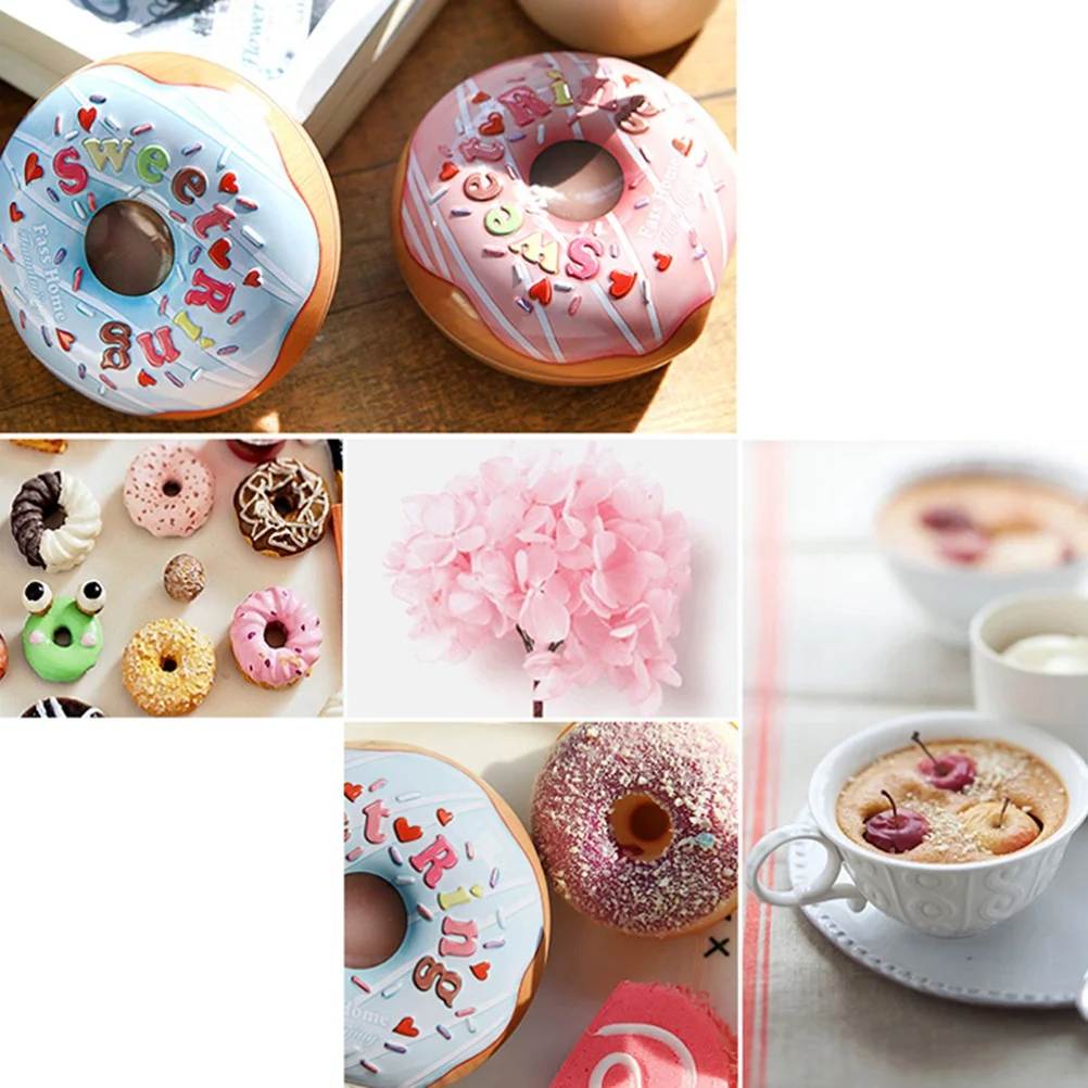 

Candy Box Tinplate Pink Donut Shaped Wedding Favor Gift Storage Biscuit Container Tea Leaf Organizer Candy Box