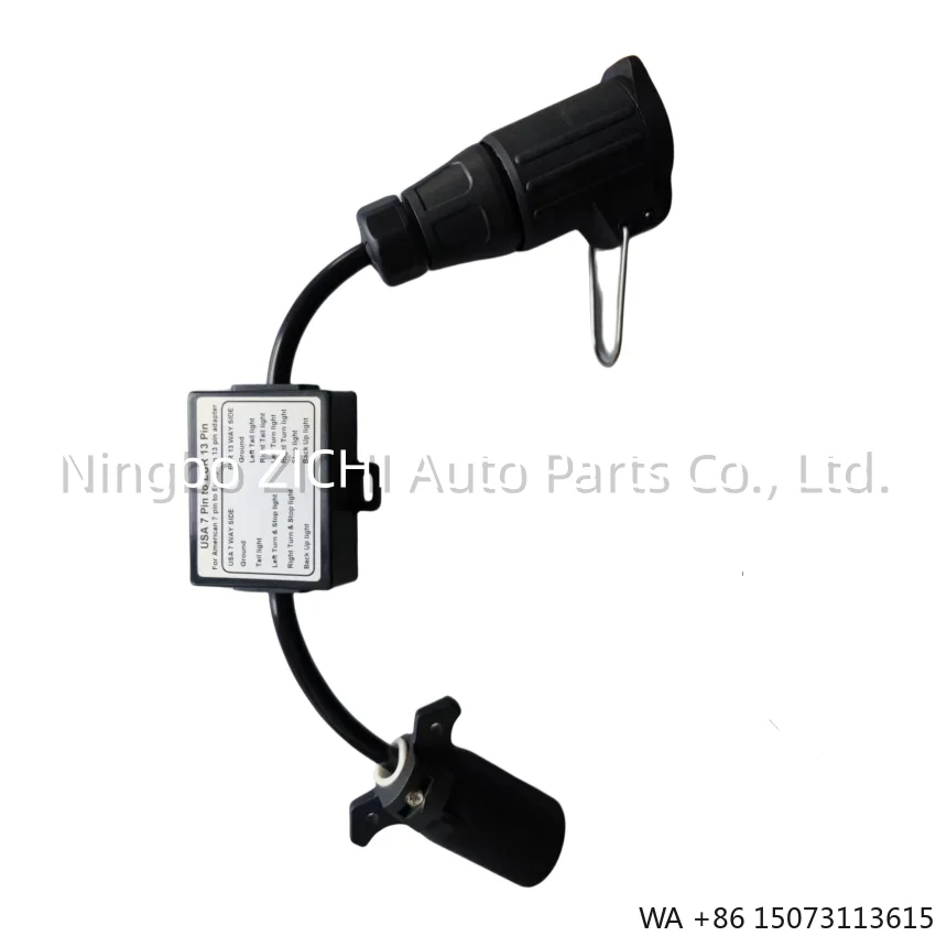 7-to-13 Pin Trailer Adapter Light Converter USA 7-Pin Plug to EUR 13-Pin Socket Stop/Brake Signal Separation