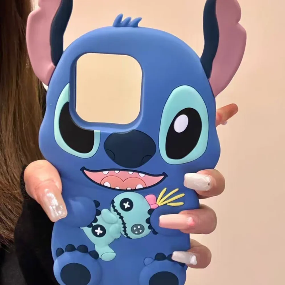 Disney capa de telefone grande ponto orelha lilo para iphone ar 16 plus 17 15 14 13 11 12 pro max 17 pro 16e 3d dos desenhos animados capa de silicone macio