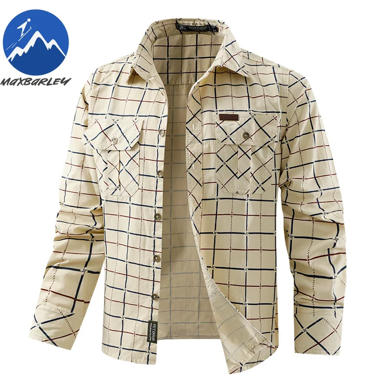 

Maxbarley Mens Long Sleeve Shirt Spring 2026 Large Size Loose Thin Work Tops Male Casual Travel Camping Button Cotton Jacket