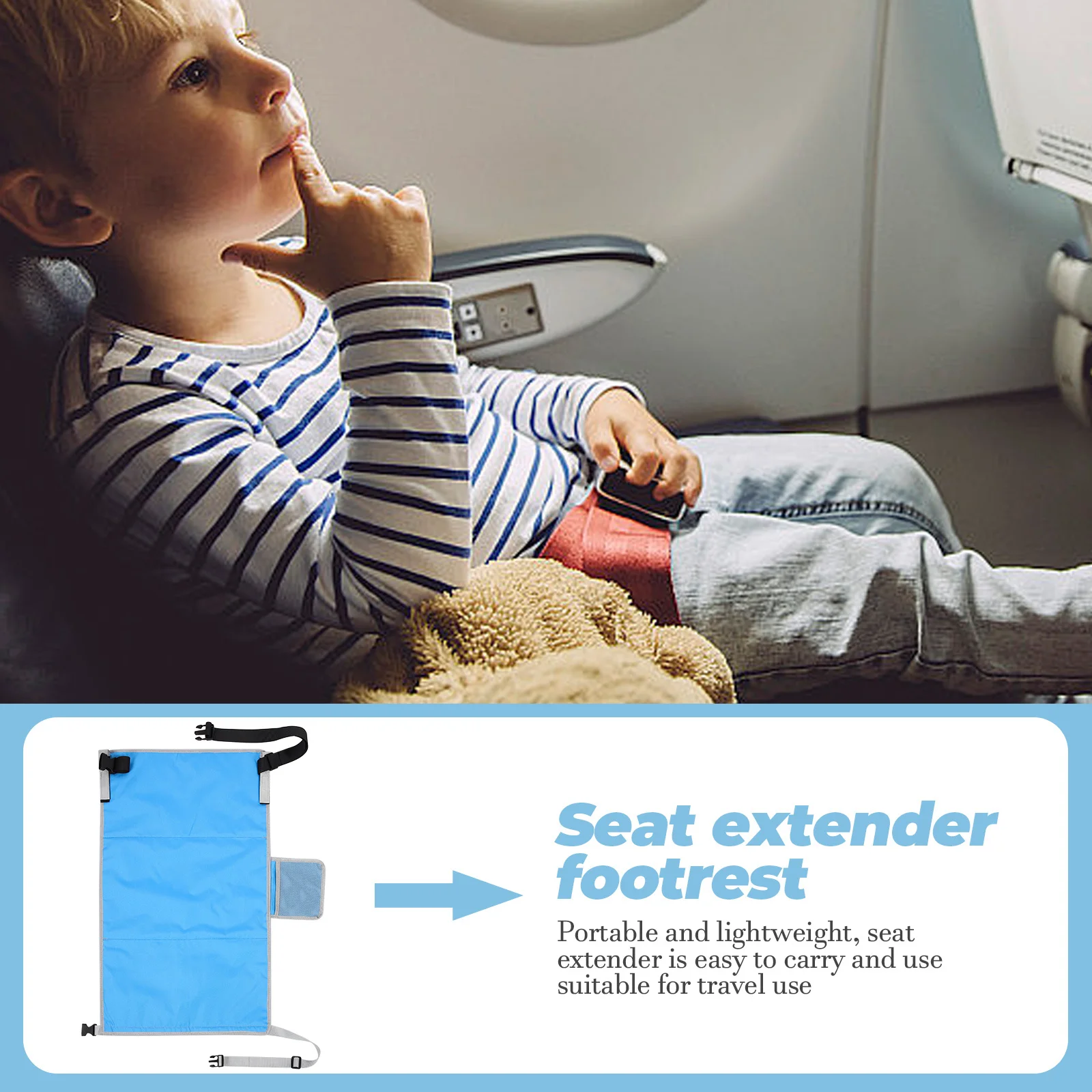 

Portable Airplane Seat Extender For Kids Toddler Travel Bed Footrest Hammock Lightweight Compact Plane Seat Accessory Easy Fold
