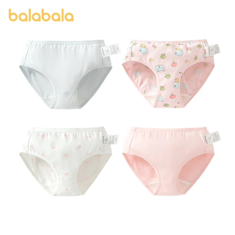 Balabala Children Underwear Girls Triangle Shorts for Toddlers Babies Older Children Square-Cornered Boxer Briefs Pack of Four