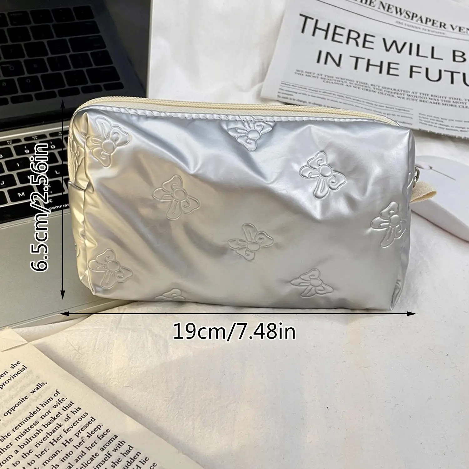 Borsa con fiocco semplice Custodia portatile per assorbenti Organizzatore per auricolari Custodia per trucco da viaggio