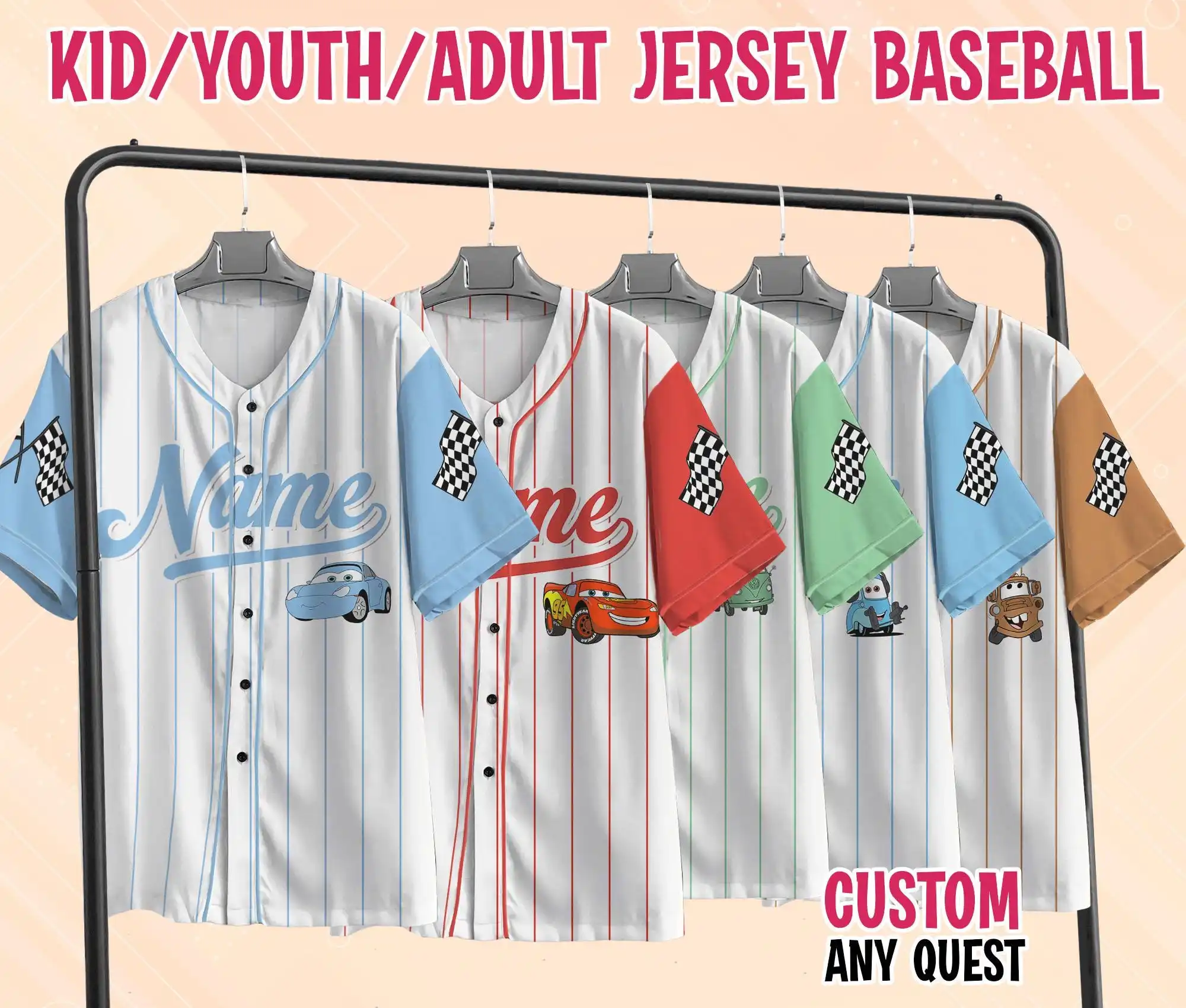

Custom Disney Cars Guido Baseball Jersey Cars Baseball Shirt Cars Guido Family Matching Ropa Casual Para Hombres